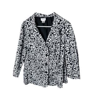 Allison Taylor Black and White Printed Blazer Jacket - Size 1X